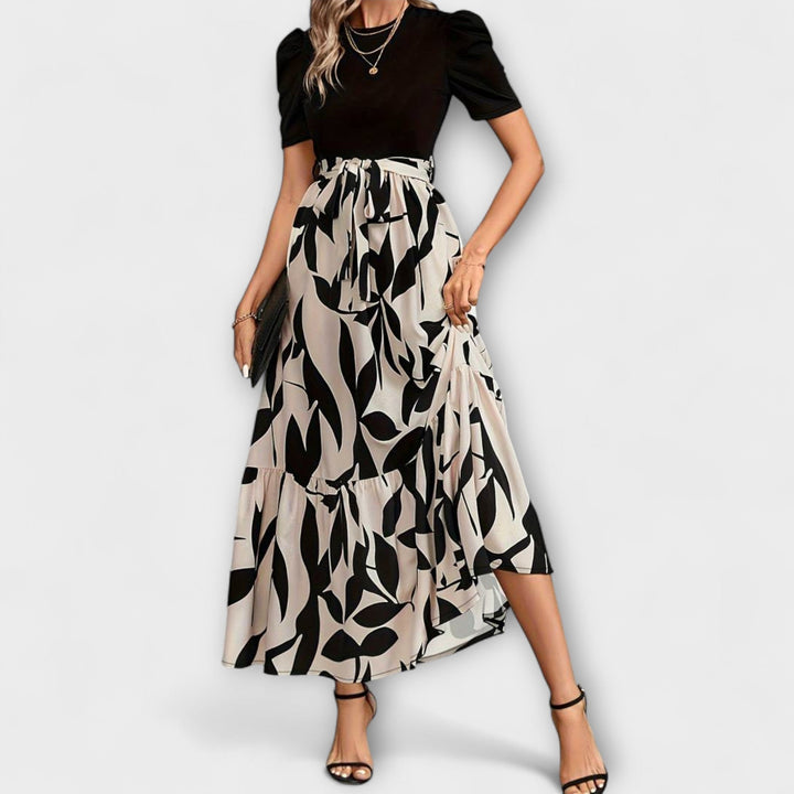 Luna - Çiçek Desenli Yaz Elbisesi ve Yuvarlak Yaka