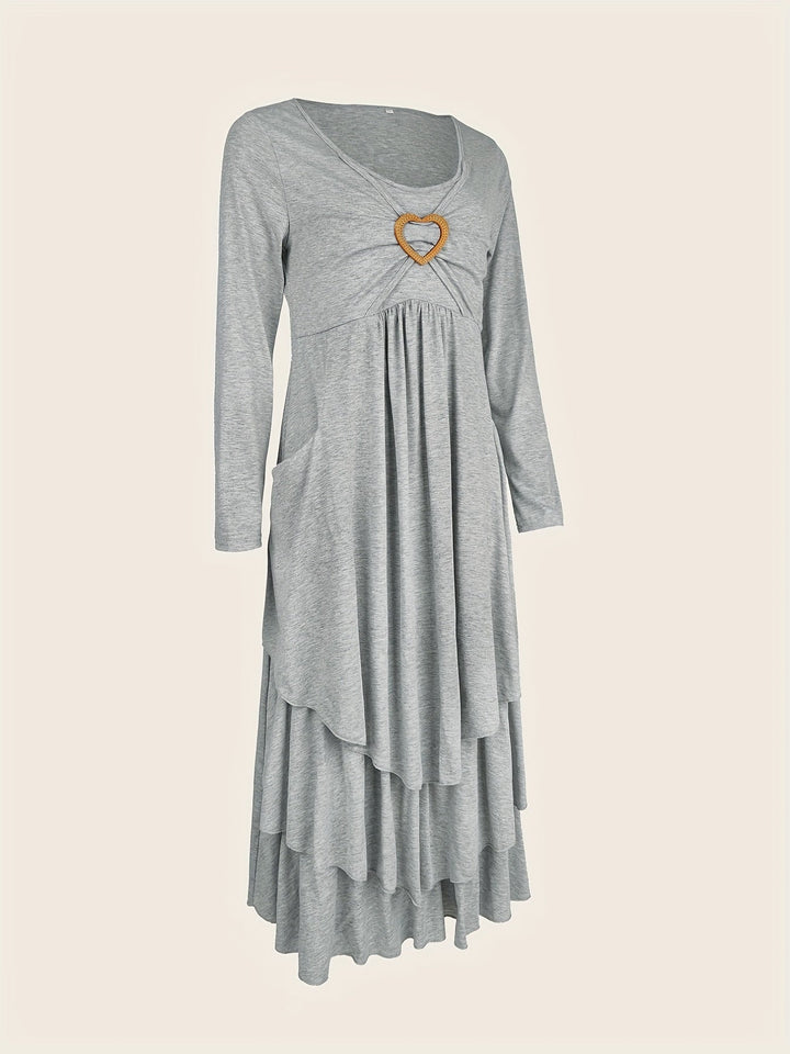 Angie™-Kalp Detaylı Şık Elbise