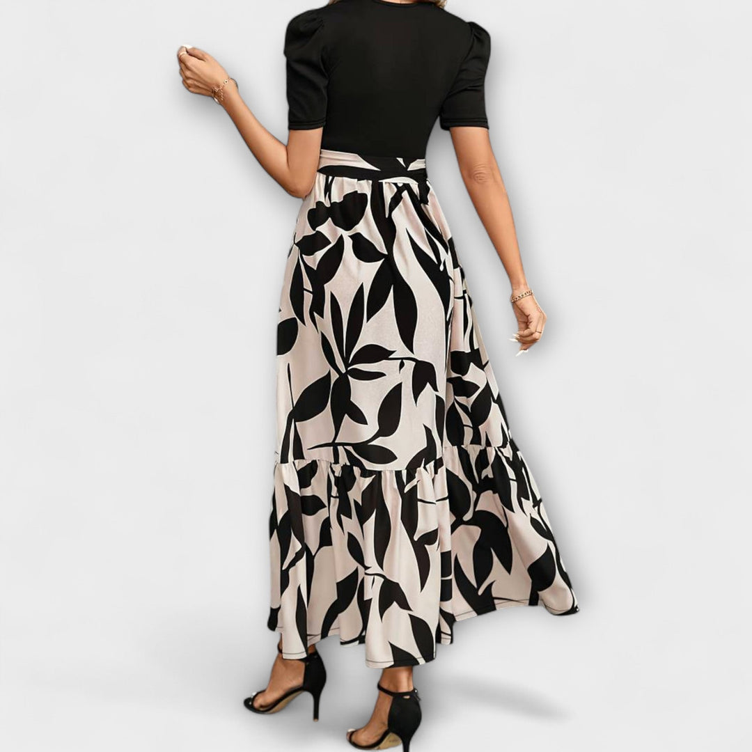 Luna - Çiçek Desenli Yaz Elbisesi ve Yuvarlak Yaka