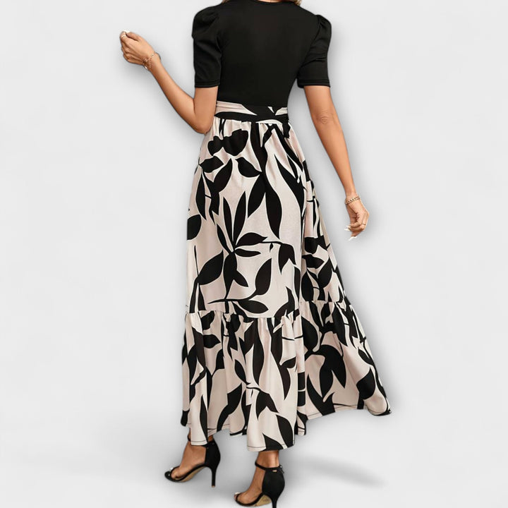 Luna - Çiçek Desenli Yaz Elbisesi ve Yuvarlak Yaka