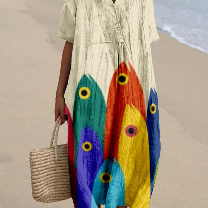 Jimena|Renkli Desenli Elbise