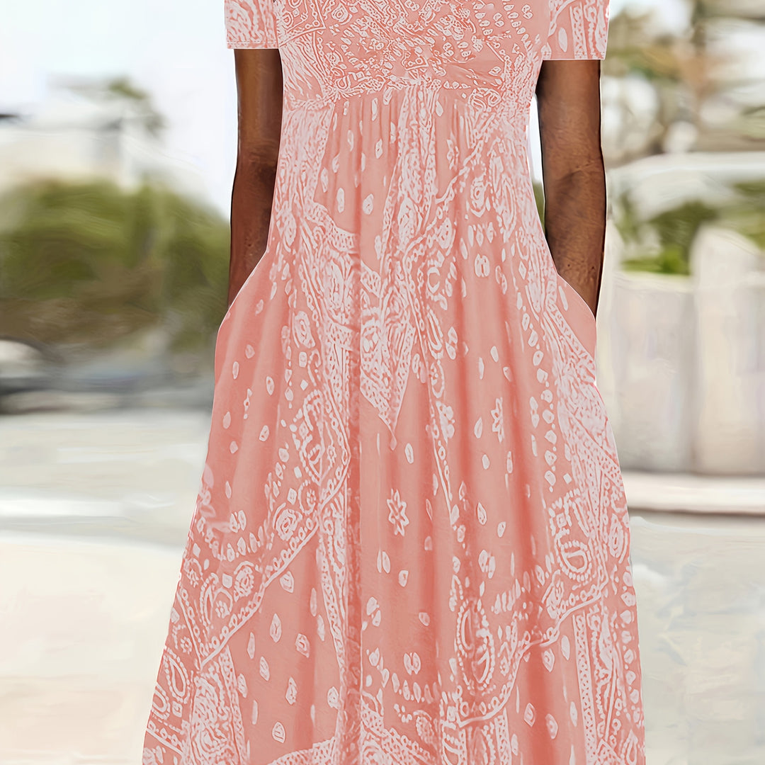 Cassie™-Gündelik Paisley Desenli Elbise