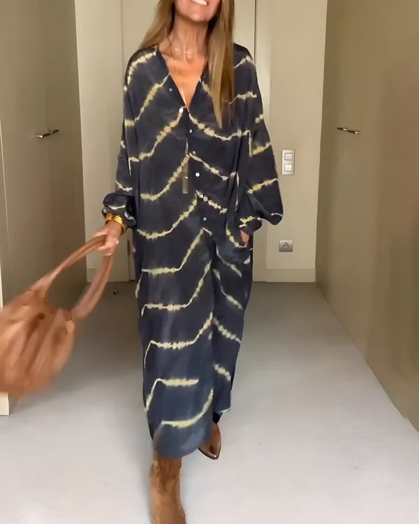 Julia™ | Boho Çizgili Maxi Elbise