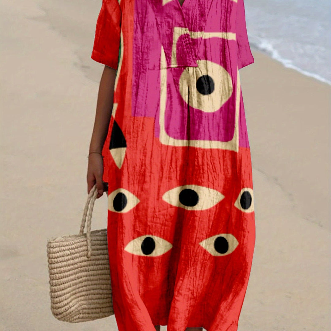 Jimena|Renkli Desenli Elbise