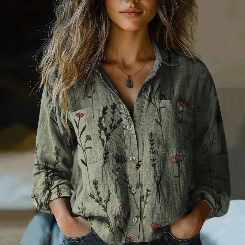 Zulema - Bohem Desenli Vintage Bluz