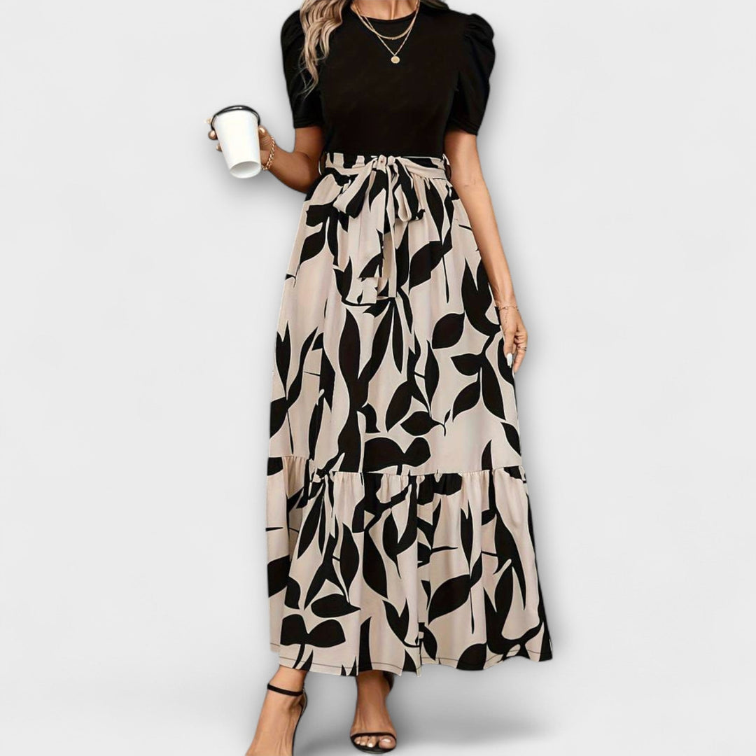 Luna - Çiçek Desenli Yaz Elbisesi ve Yuvarlak Yaka