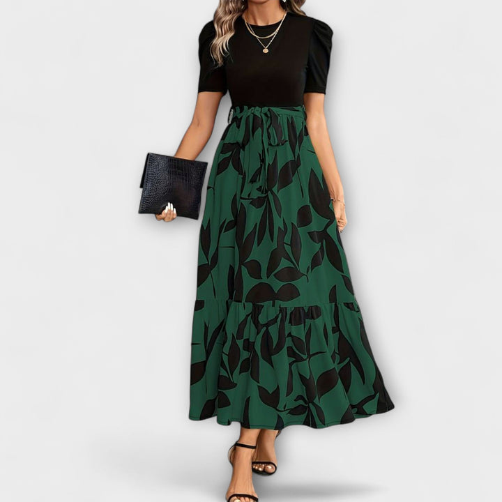 Luna - Çiçek Desenli Yaz Elbisesi ve Yuvarlak Yaka