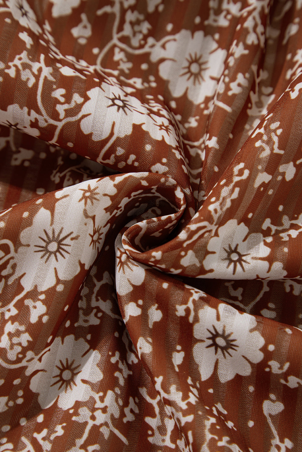 Boho Çiçekli Volanlı Puff Kol Mini Elbise