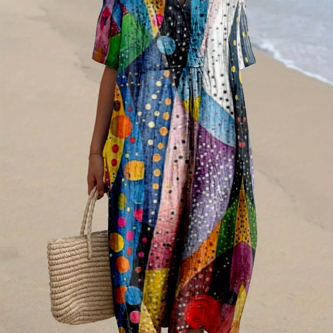 Jimena|Renkli Desenli Elbise