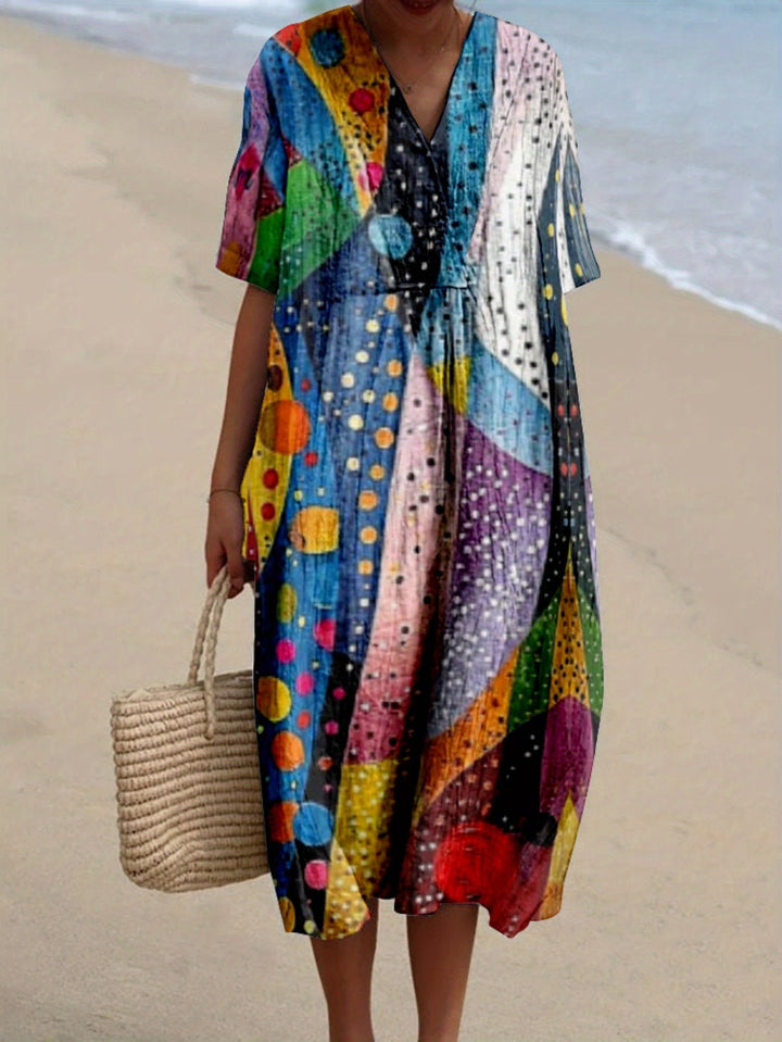 Jimena|Renkli Desenli Elbise