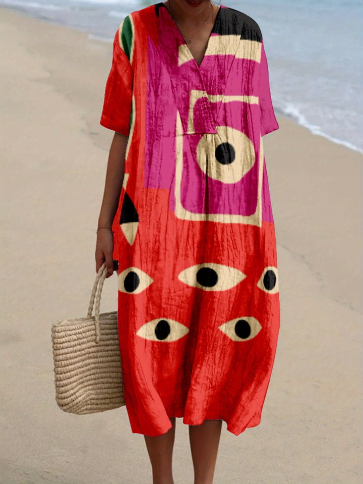 Jimena|Renkli Desenli Elbise