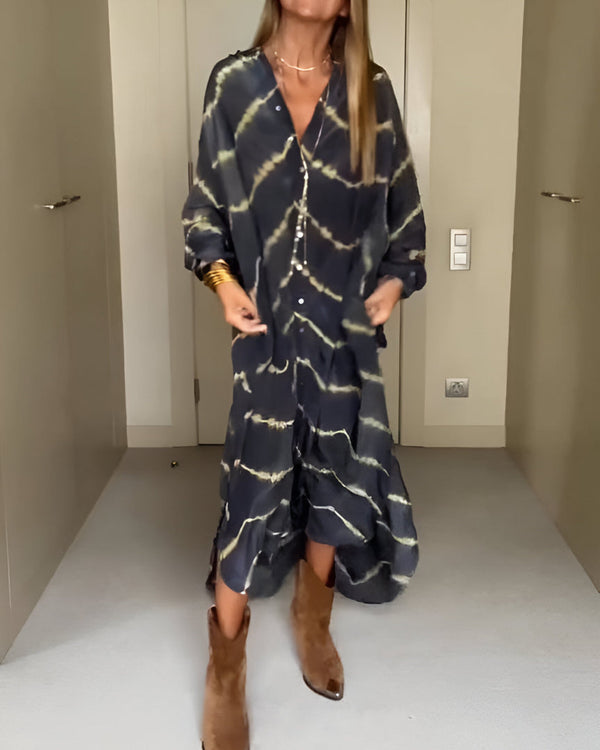 Julia™ | Boho Çizgili Maxi Elbise