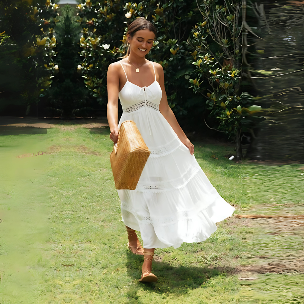 Helena – Beyaz yazlık maxi elbise