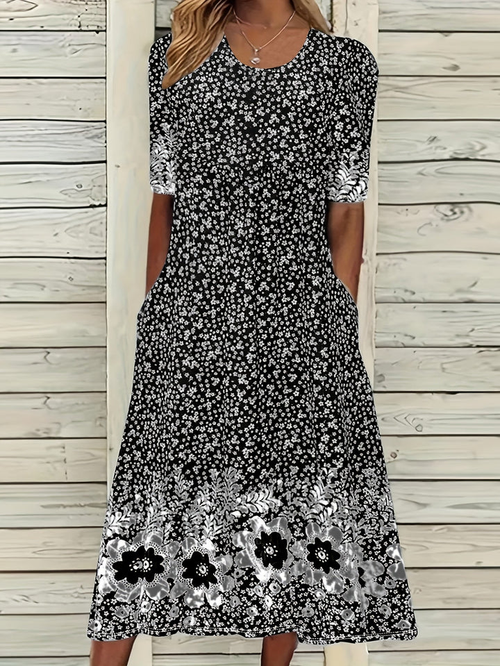 Fliss™-Çiçek Desenli Peplum Elbise