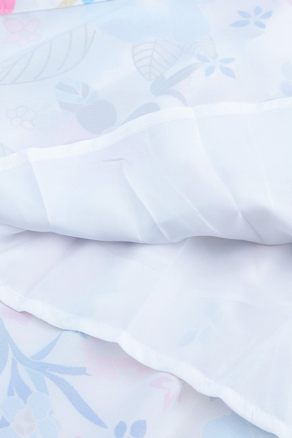 Volanlı Yarım Yaka Kolsuz Katmanlı Çiçekli Elbise