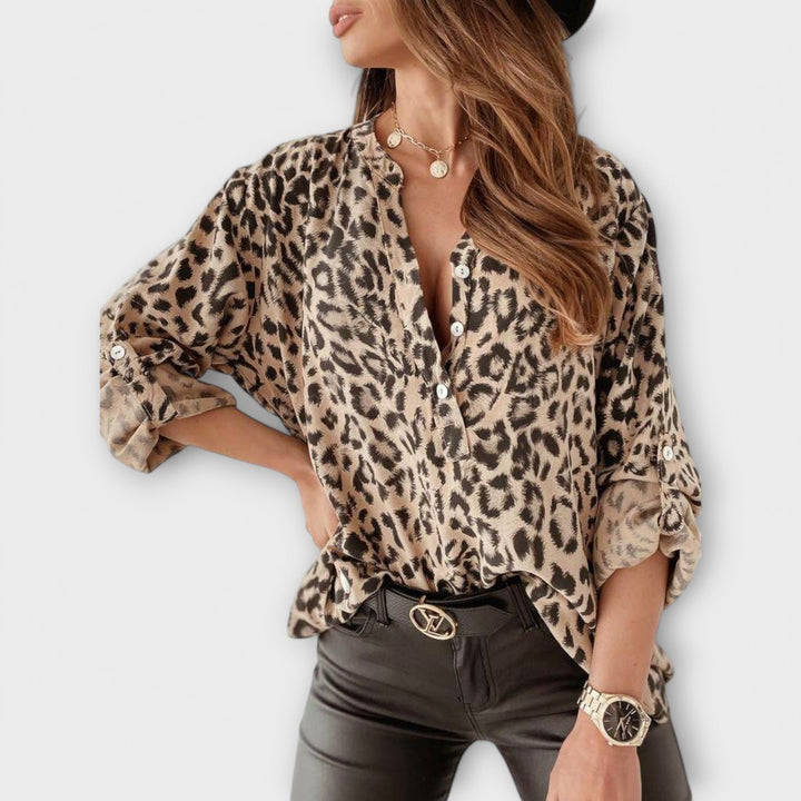 Leopar Desenli Trendy Bluz