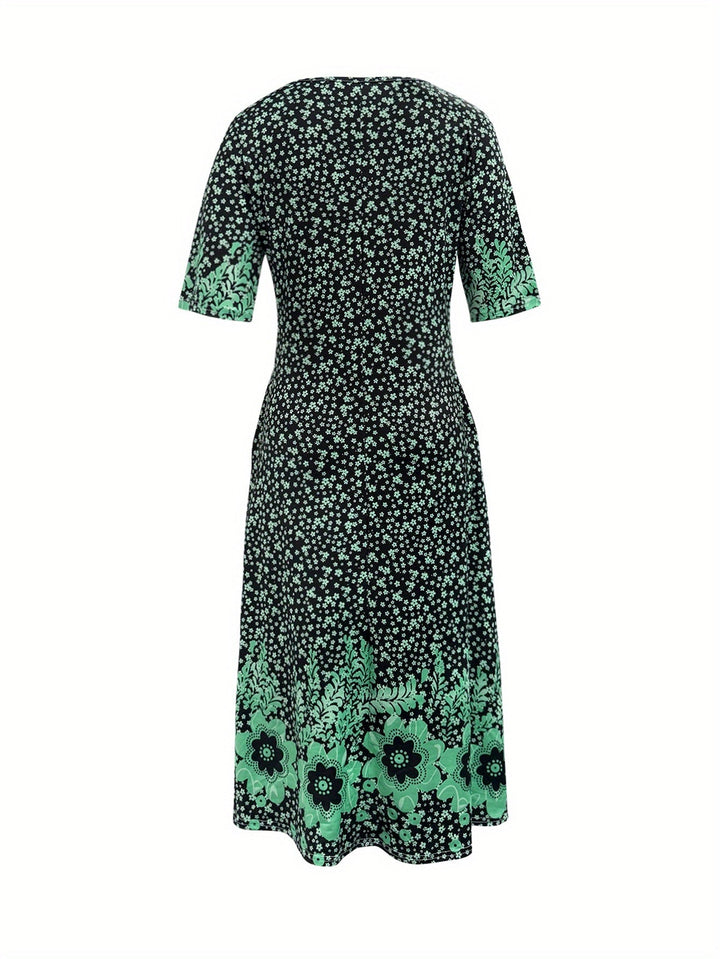 Fliss™-Çiçek Desenli Peplum Elbise