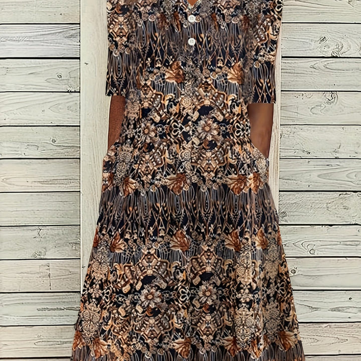 Venitia™-Vintage Çiçek Desenli Midi Elbise