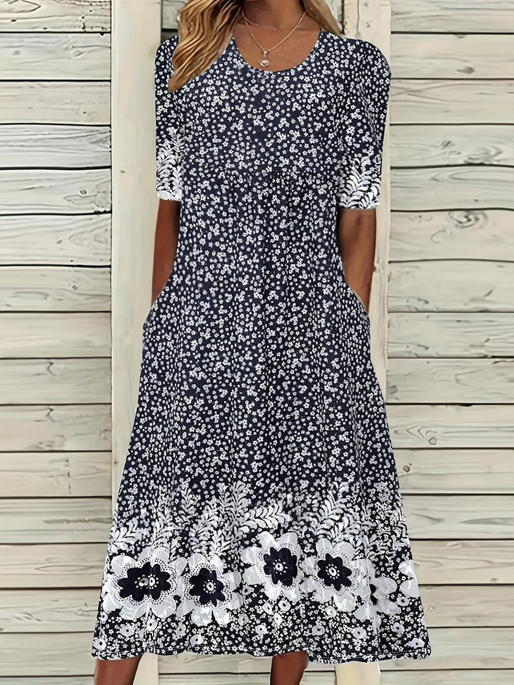 Fliss™-Çiçek Desenli Peplum Elbise