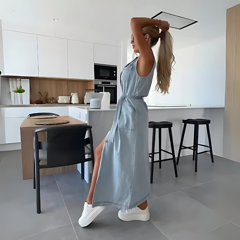 Kaja – Denim Stilinde Maxi Elbise