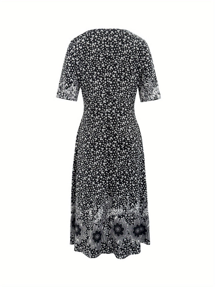 Fliss™-Çiçek Desenli Peplum Elbise