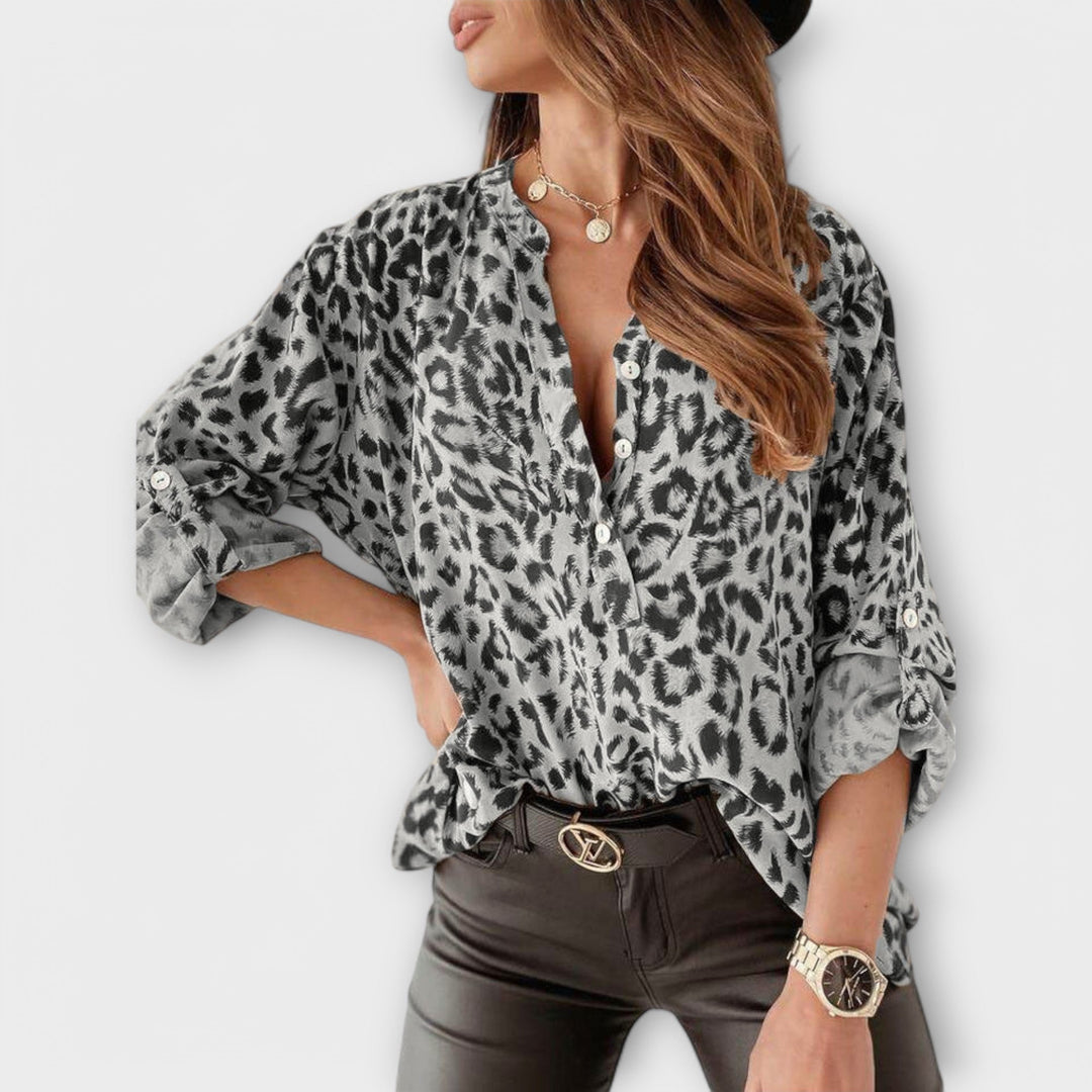 Leopar Desenli Trendy Bluz
