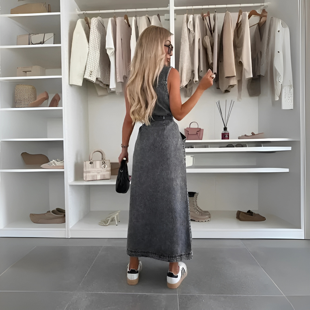 Kaja – Denim Stilinde Maxi Elbise