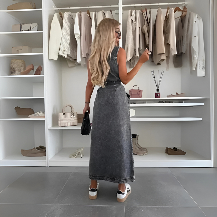 Kaja – Denim Stilinde Maxi Elbise