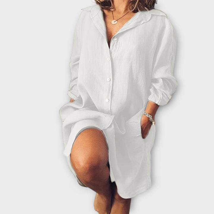 Günlük kullanım için rahat keten bluz