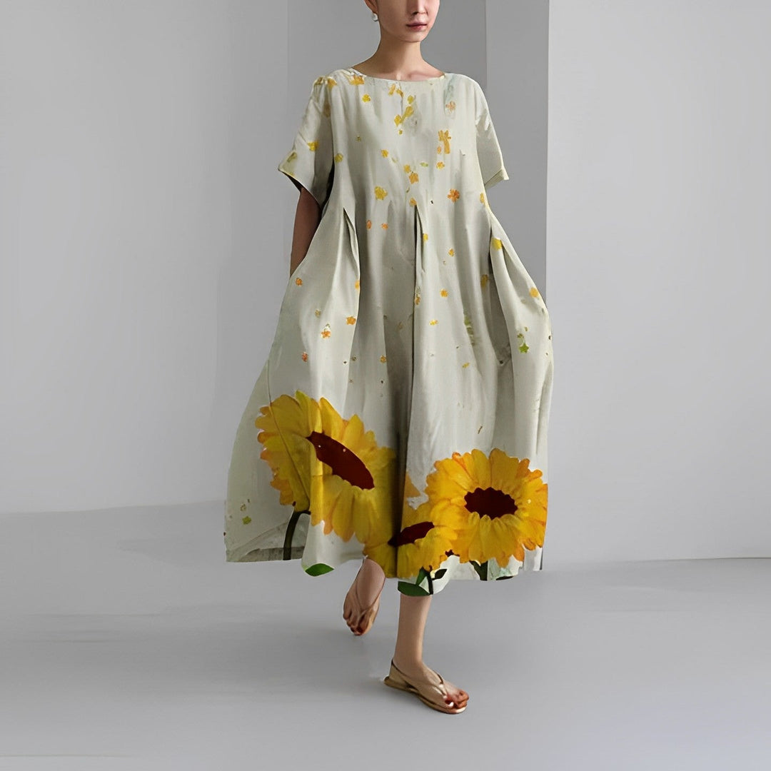 Daisy - Retro Büyük Salıncak Rahat Maxi Elbise