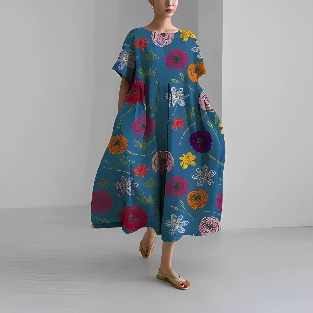 Daisy - Retro Büyük Salıncak Rahat Maxi Elbise