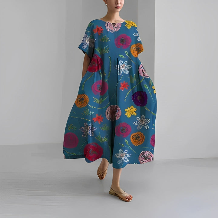 Daisy - Retro Büyük Salıncak Rahat Maxi Elbise