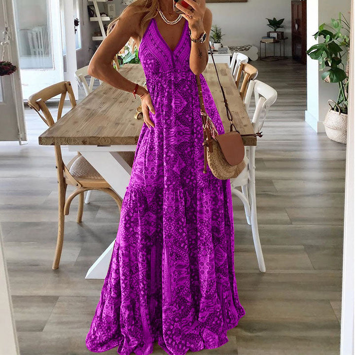 Wren - Boho Spagetti Askılı V Yaka Maxi Elbise