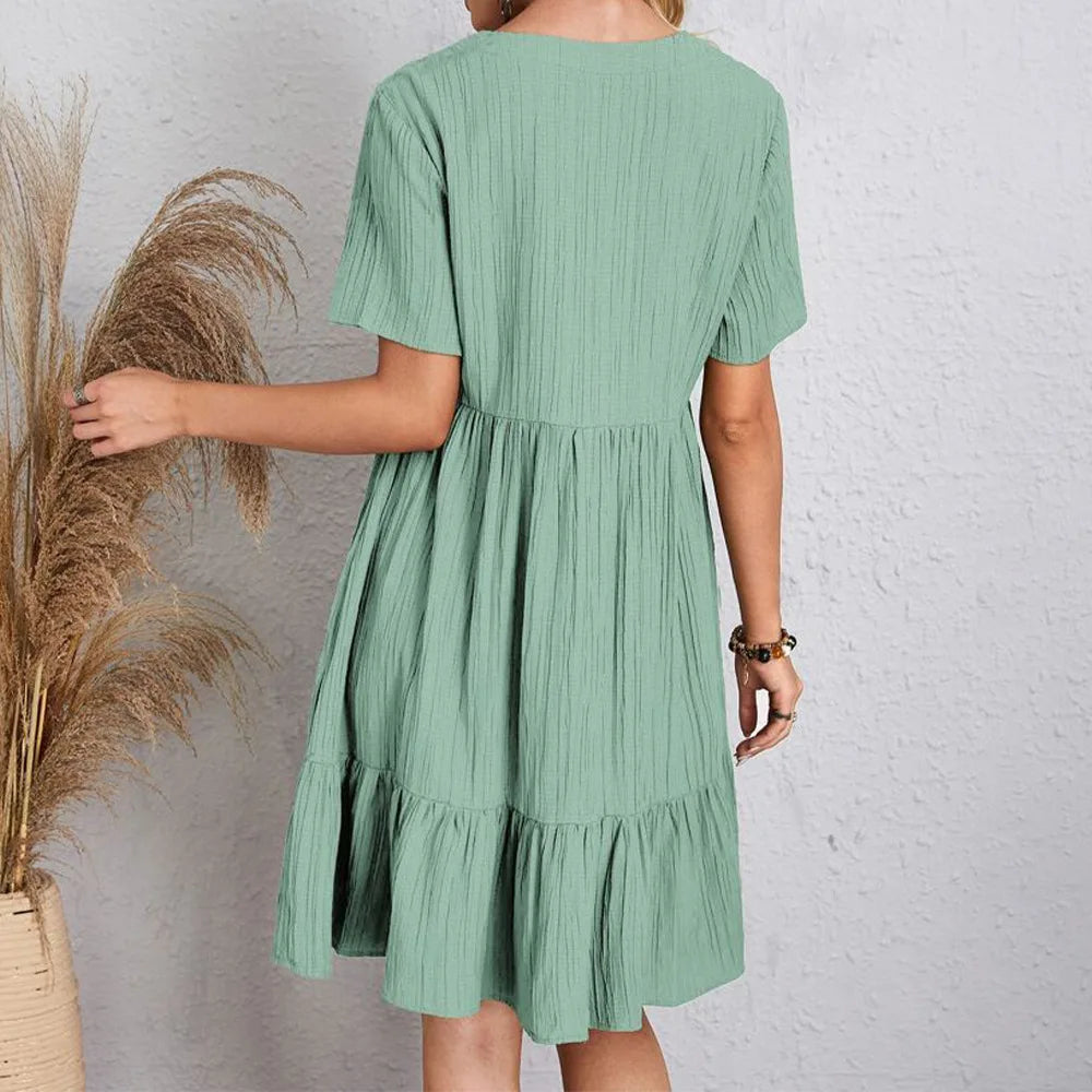 Hadley - Boho Şık Volanlı Mini Elbise