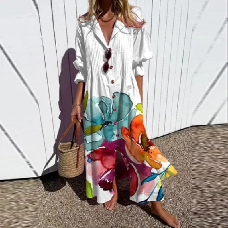 Cassidy - Boho Güzellik Puf Kol Maxi Elbise