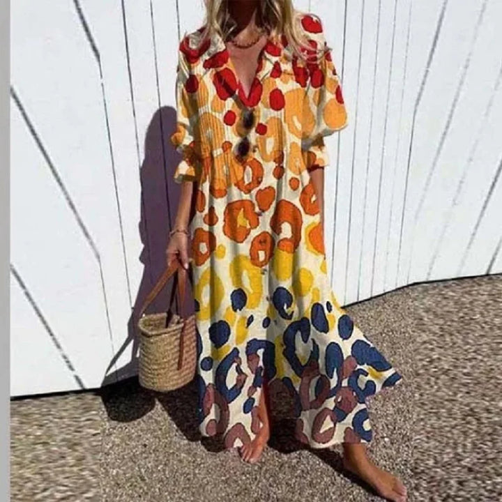Cassidy - Boho Güzellik Puf Kol Maxi Elbise
