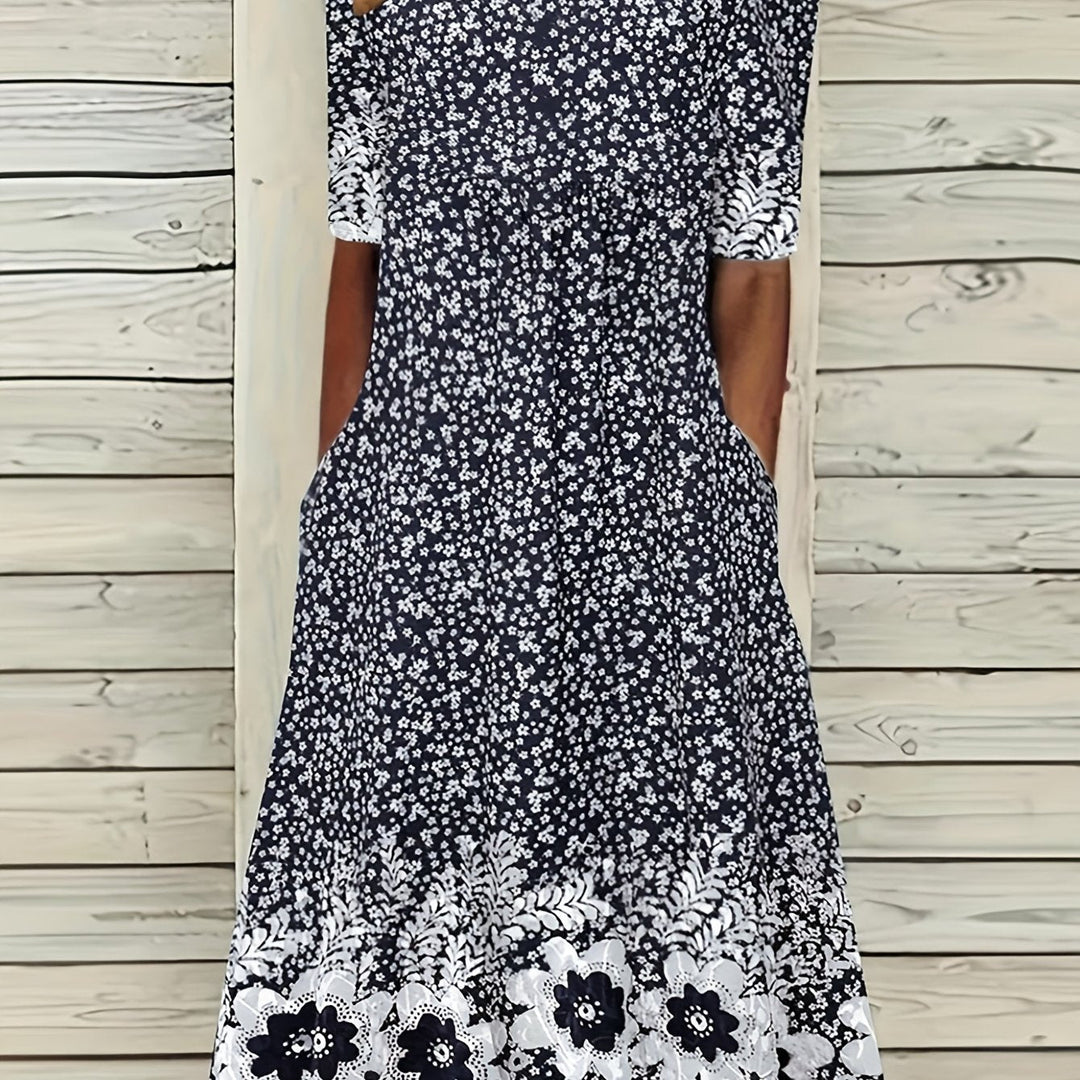 Fliss™-Çiçek Desenli Peplum Elbise