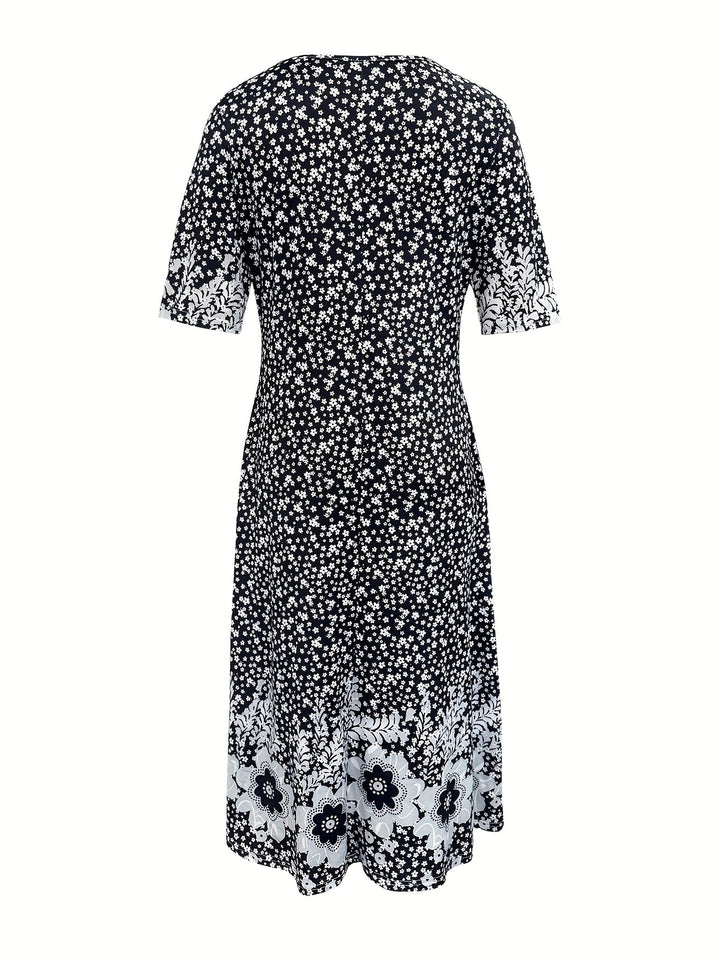 Fliss™-Çiçek Desenli Peplum Elbise