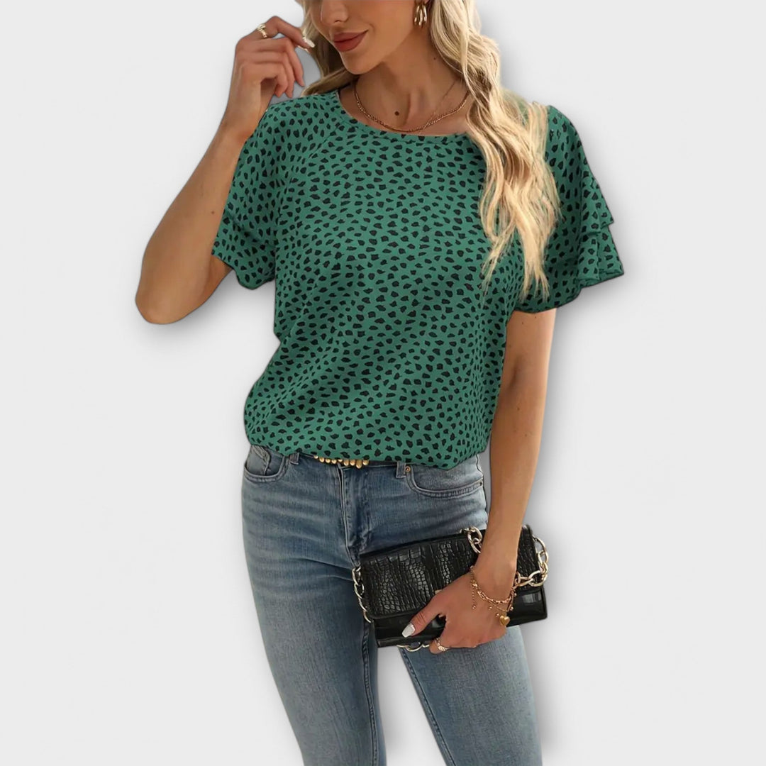 Samantha – Volan Detaylı ve Yuvarlak Yaka Bluz