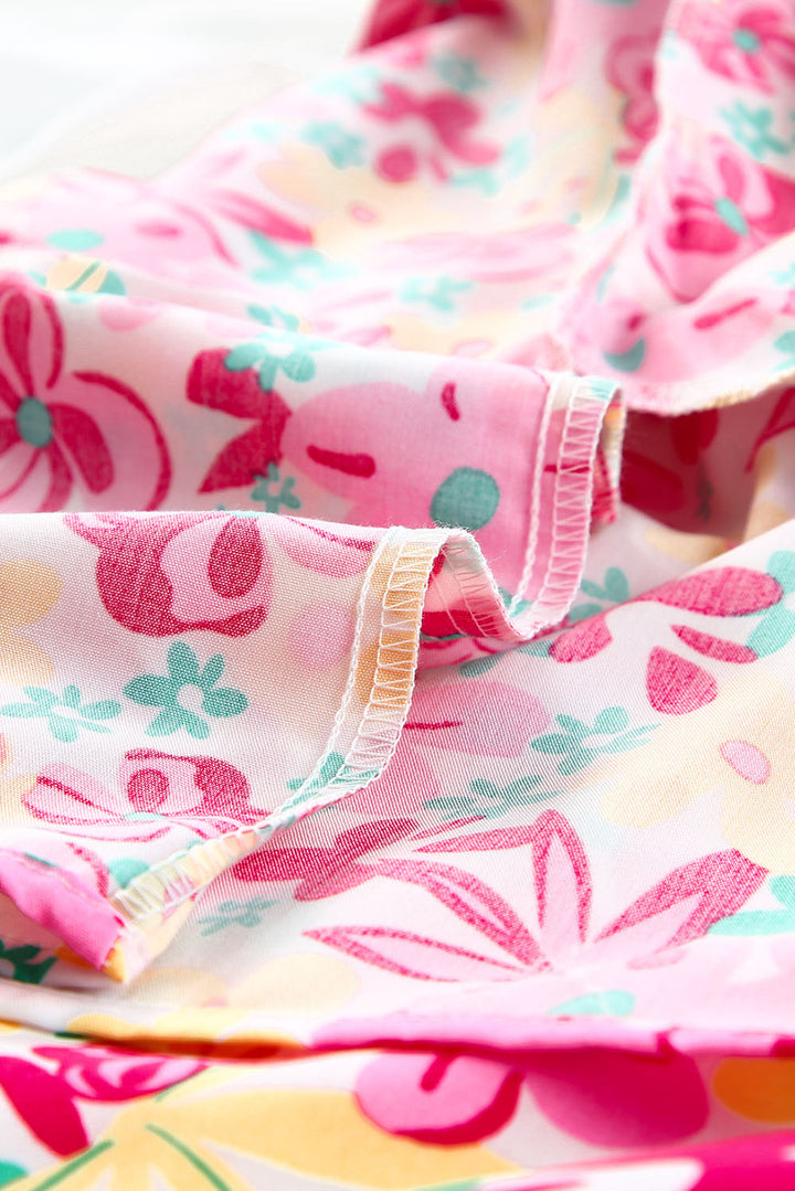 Fırfırlı Smokinli Çiçekli Elbise