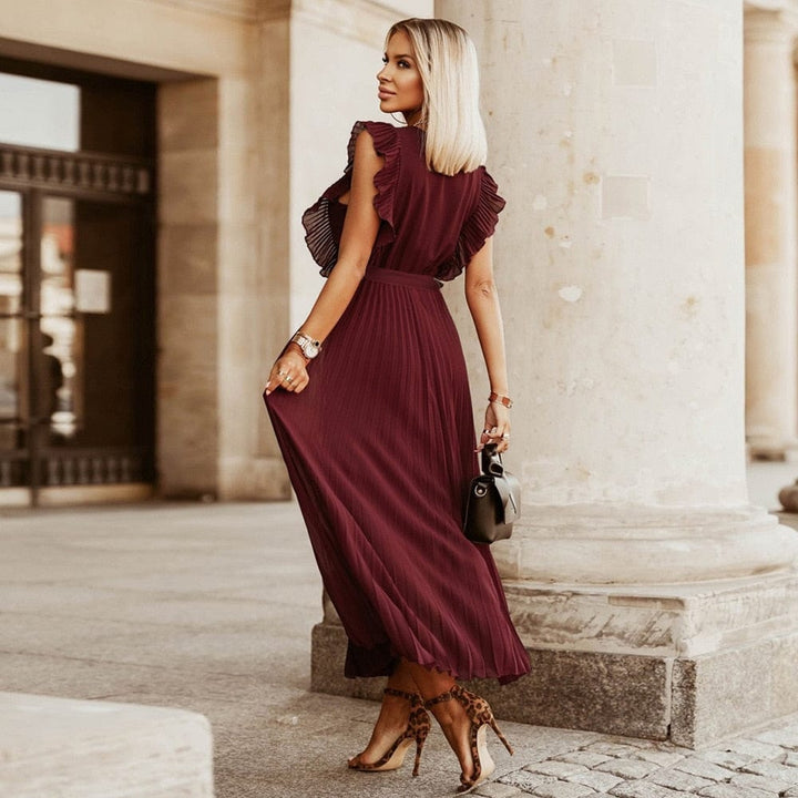 Kalina – Marsala Plise Elbise