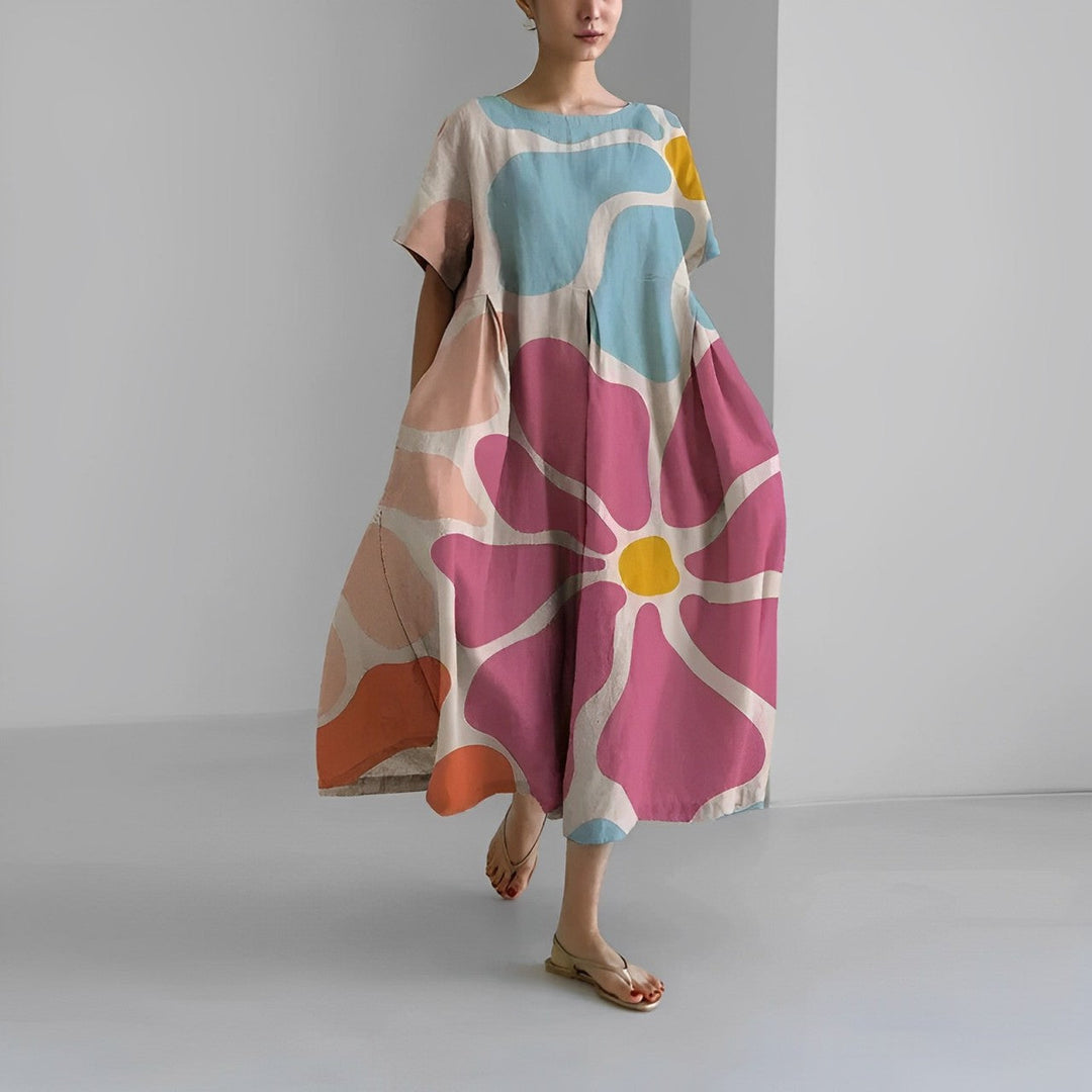 Daisy - Retro Büyük Salıncak Rahat Maxi Elbise