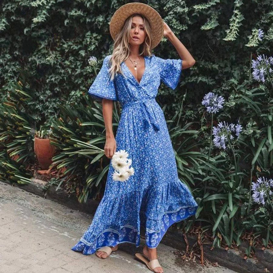 Ewelina – Kemerli Yazlık Maxi Elbise
