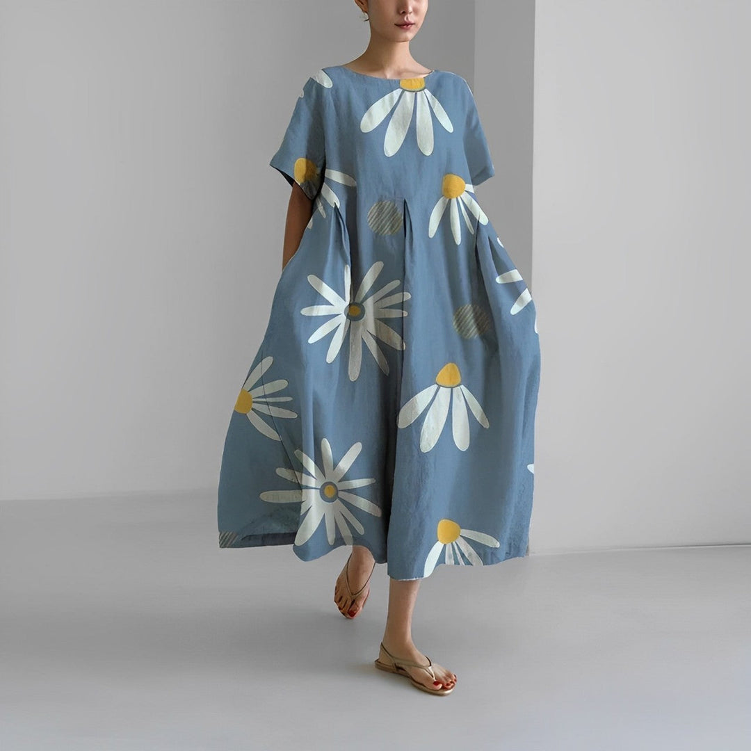 Daisy - Retro Büyük Salıncak Rahat Maxi Elbise